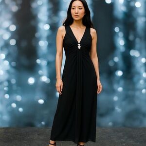 Nwot! Taboo beautiful long black gown! Beautiful rhinestone center design!